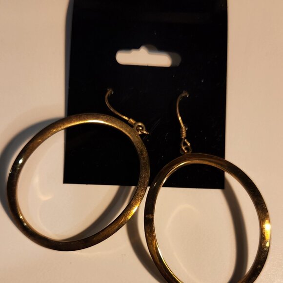 Gold-Bronze Circle Earrings - Picture 2 of 3